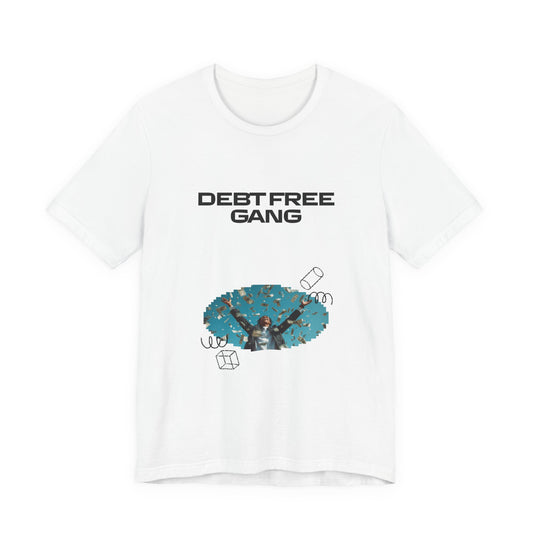Debt Free Gang T‑Shirt — Retro Money Shower Graphic Tee