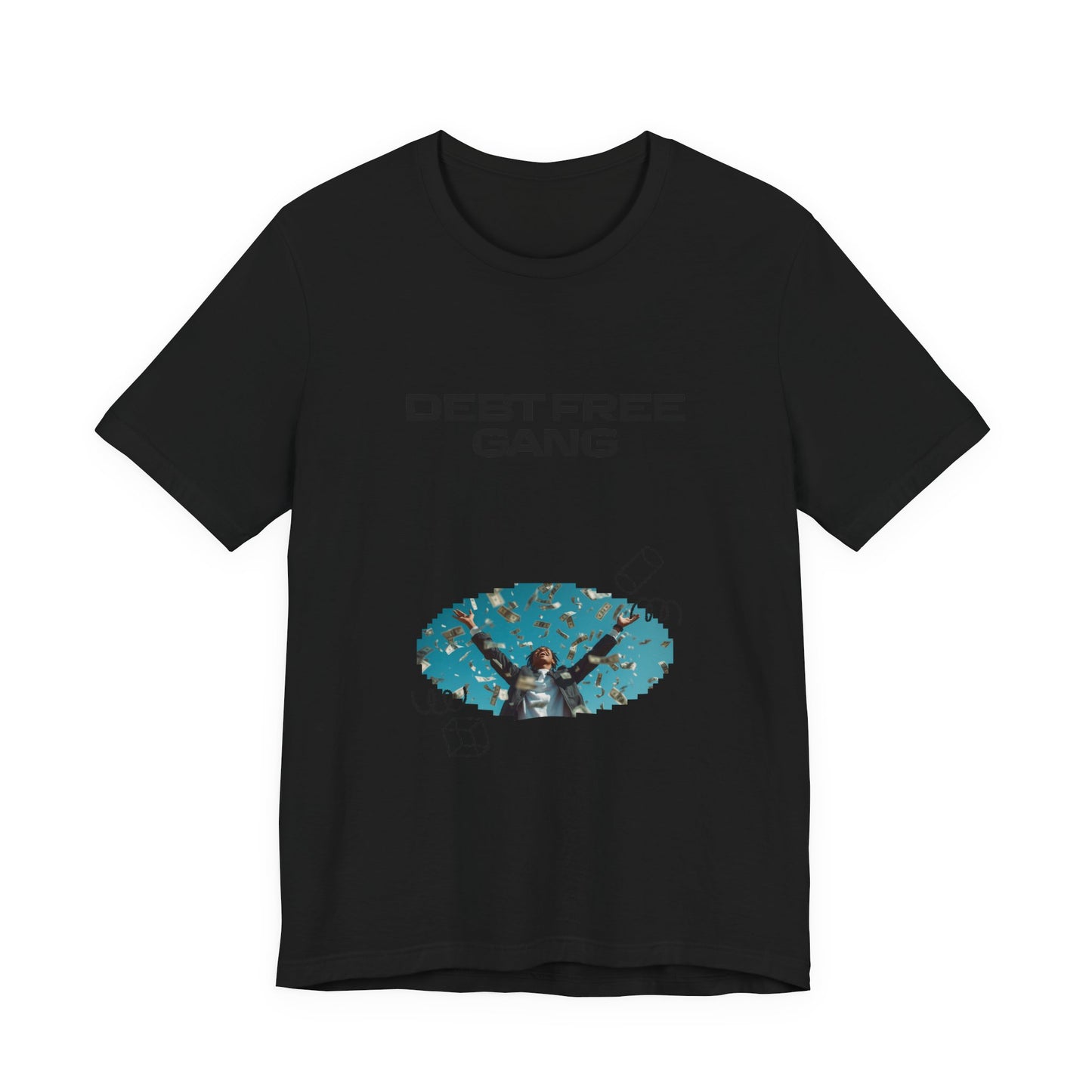 Debt Free Gang T‑Shirt — Retro Money Shower Graphic Tee