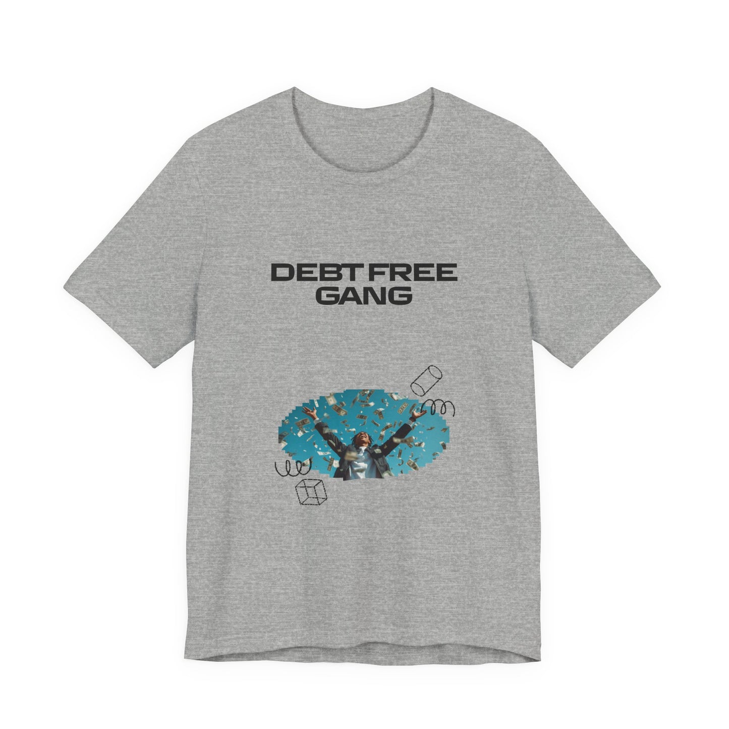 Debt Free Gang T‑Shirt — Retro Money Shower Graphic Tee