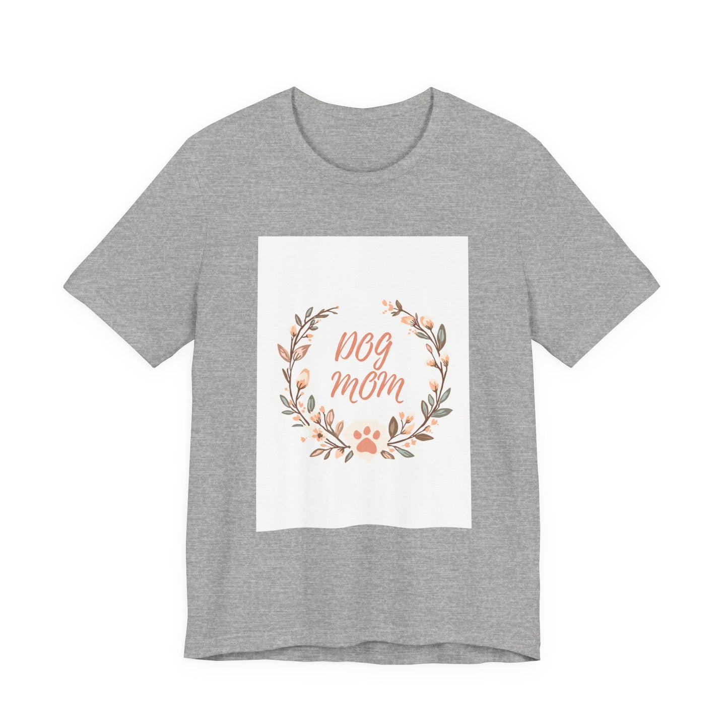 Dog Mom Floral Wreath Tee - Cute Paw Print T-Shirt for Pet Lovers