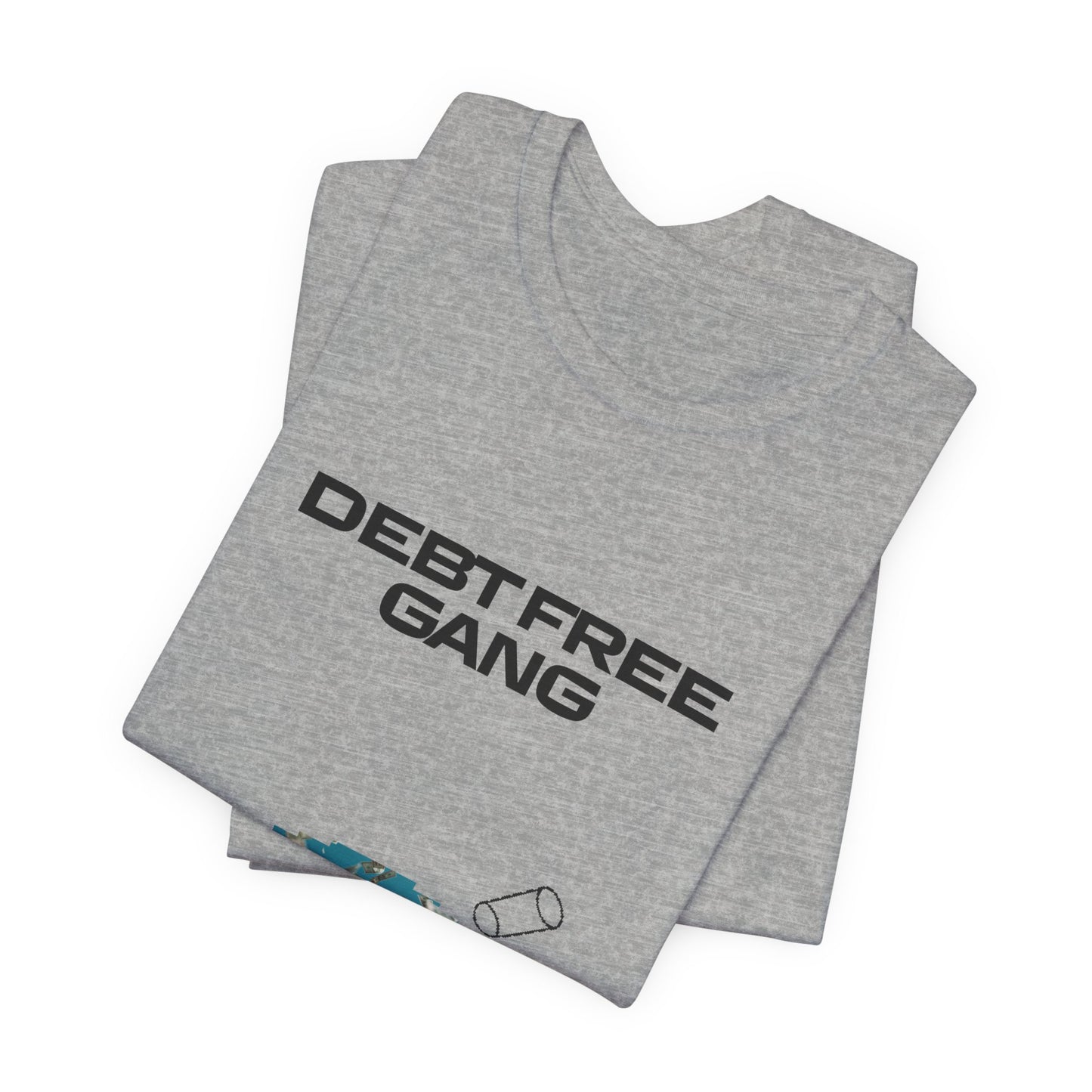 Debt Free Gang T‑Shirt — Retro Money Shower Graphic Tee