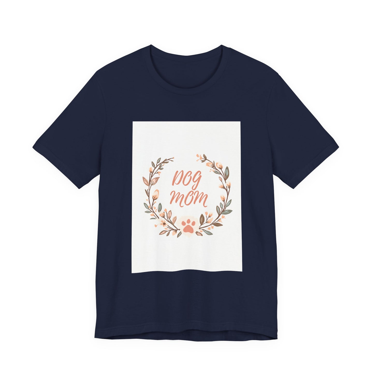 Dog Mom Floral Wreath Tee - Cute Paw Print T-Shirt for Pet Lovers