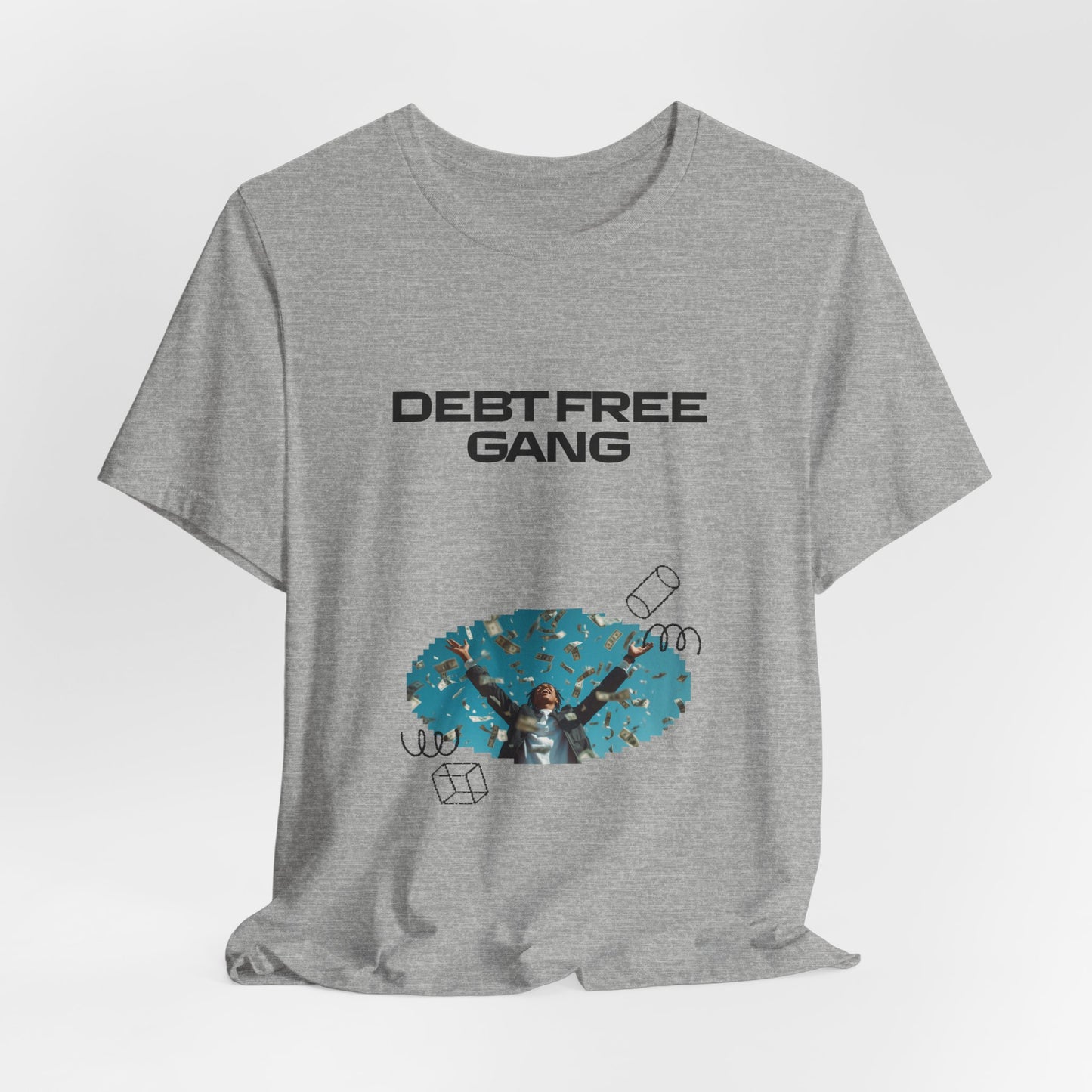 Debt Free Gang T‑Shirt — Retro Money Shower Graphic Tee