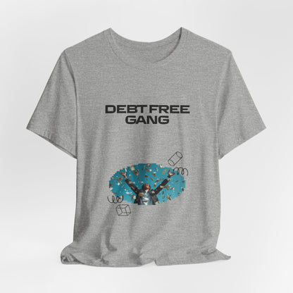 Debt Free Gang T‑Shirt — Retro Money Shower Graphic Tee
