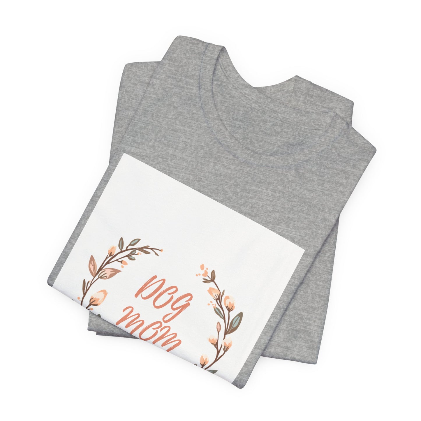 Dog Mom Floral Wreath Tee - Cute Paw Print T-Shirt for Pet Lovers