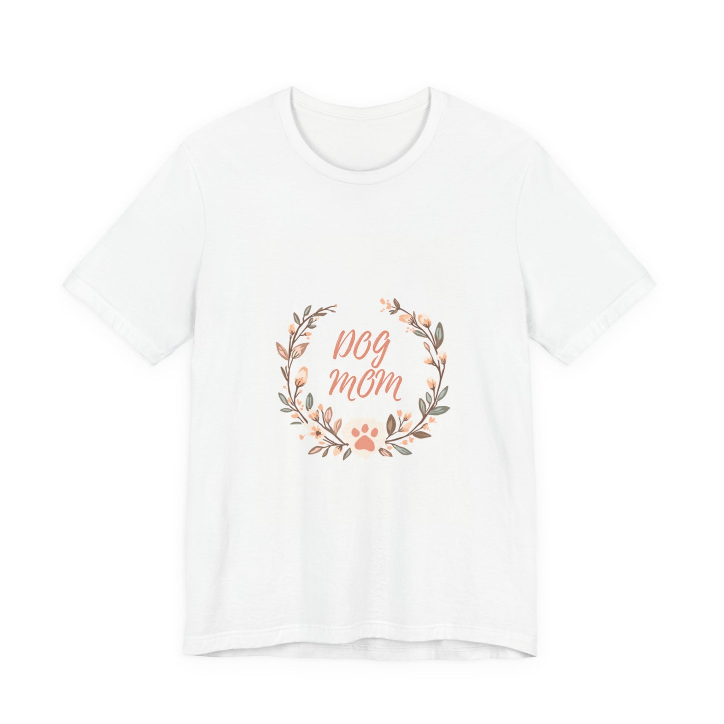 Dog Mom Floral Wreath Tee - Cute Paw Print T-Shirt for Pet Lovers
