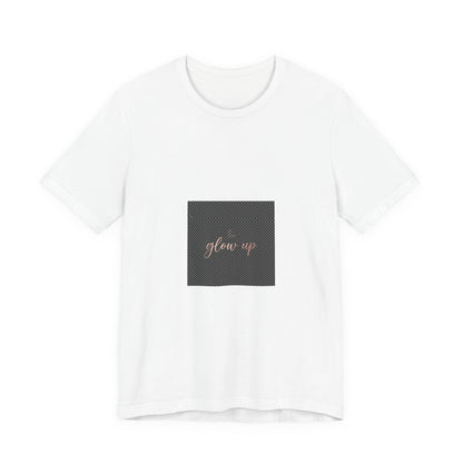 Glow-Up Tee — Minimal Rose Gold Script Graphic T-Shirt