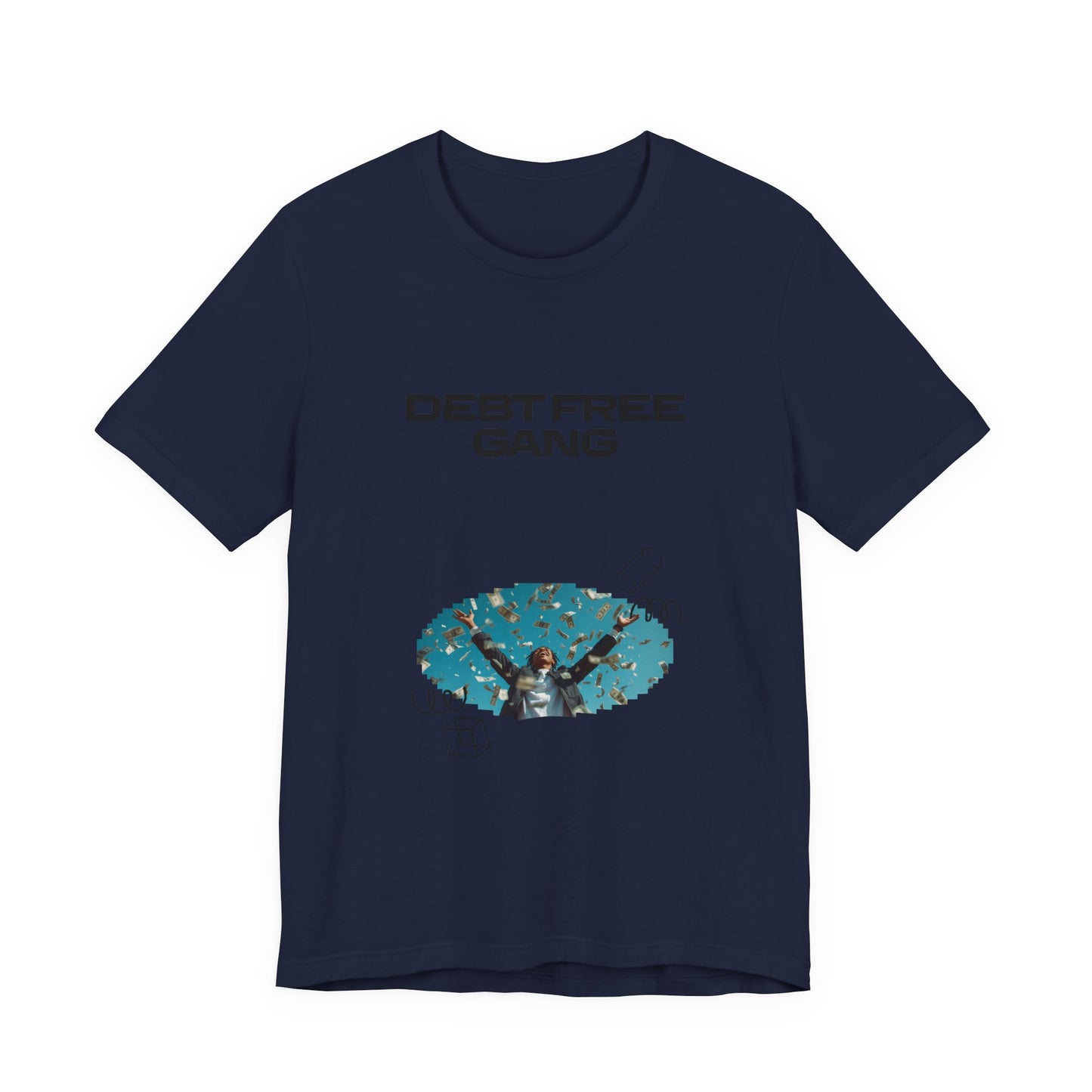 Debt Free Gang T‑Shirt — Retro Money Shower Graphic Tee