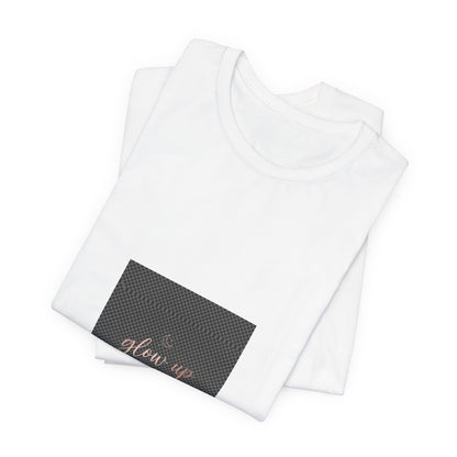 Glow-Up Tee — Minimal Rose Gold Script Graphic T-Shirt