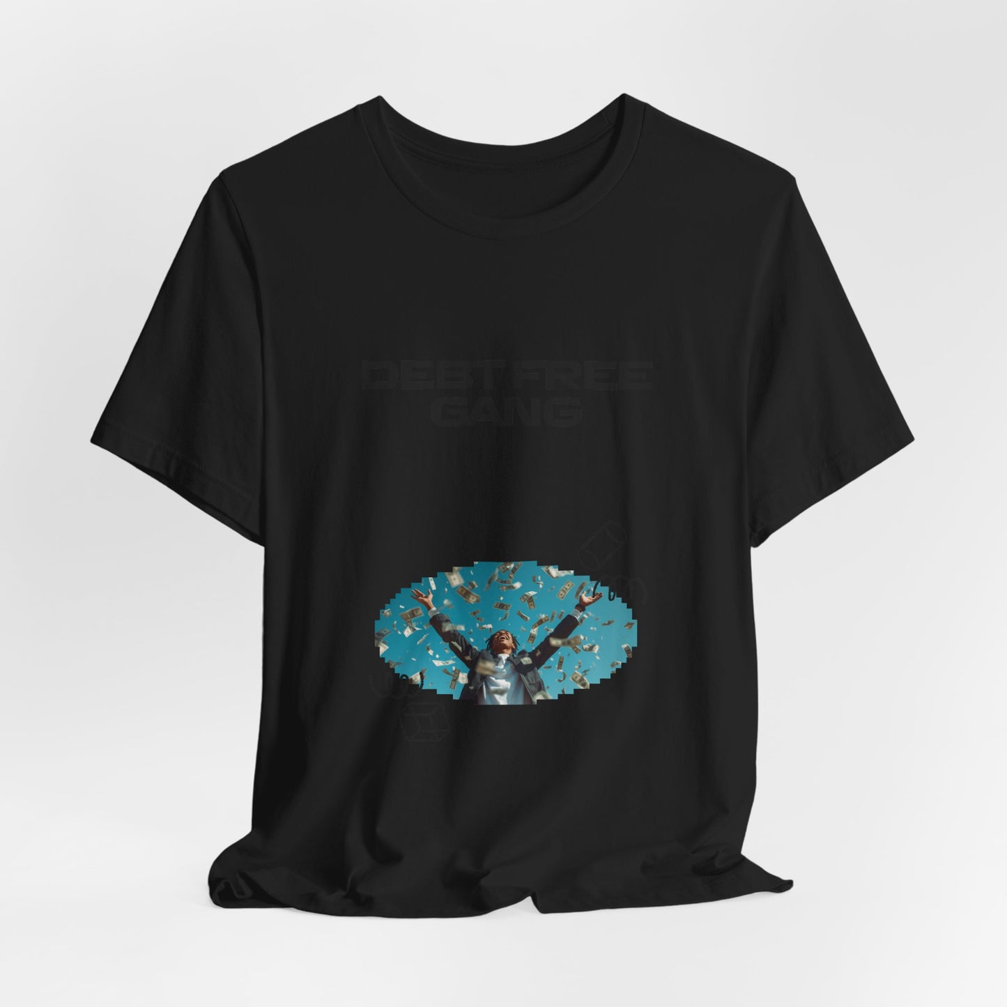 Debt Free Gang T‑Shirt — Retro Money Shower Graphic Tee