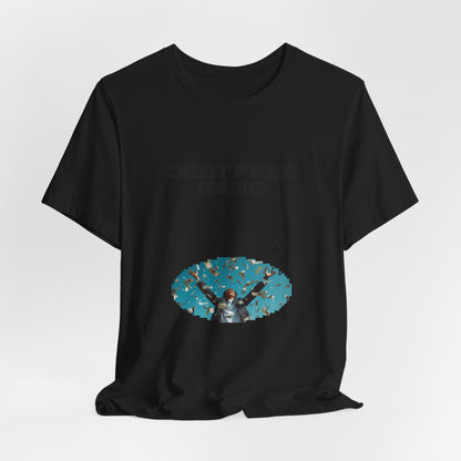 Debt Free Gang T‑Shirt — Retro Money Shower Graphic Tee
