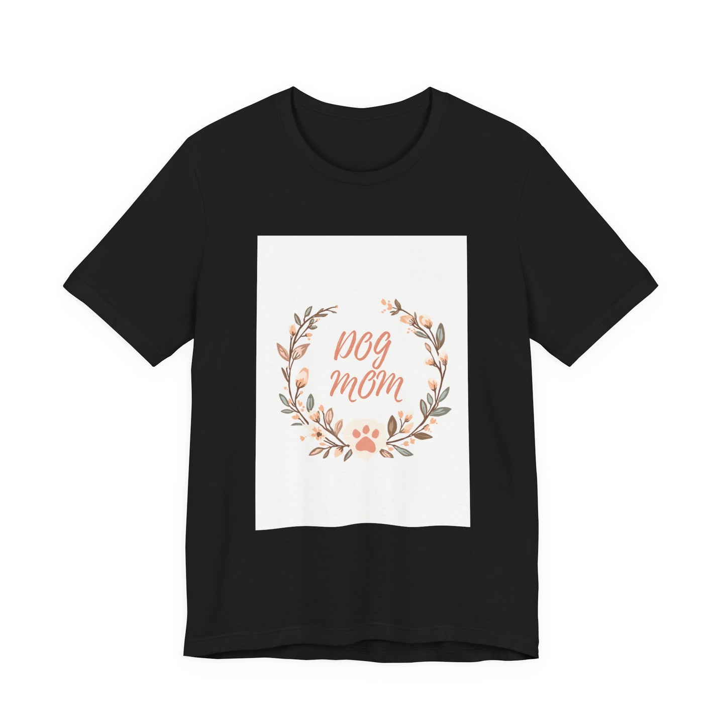 Dog Mom Floral Wreath Tee - Cute Paw Print T-Shirt for Pet Lovers